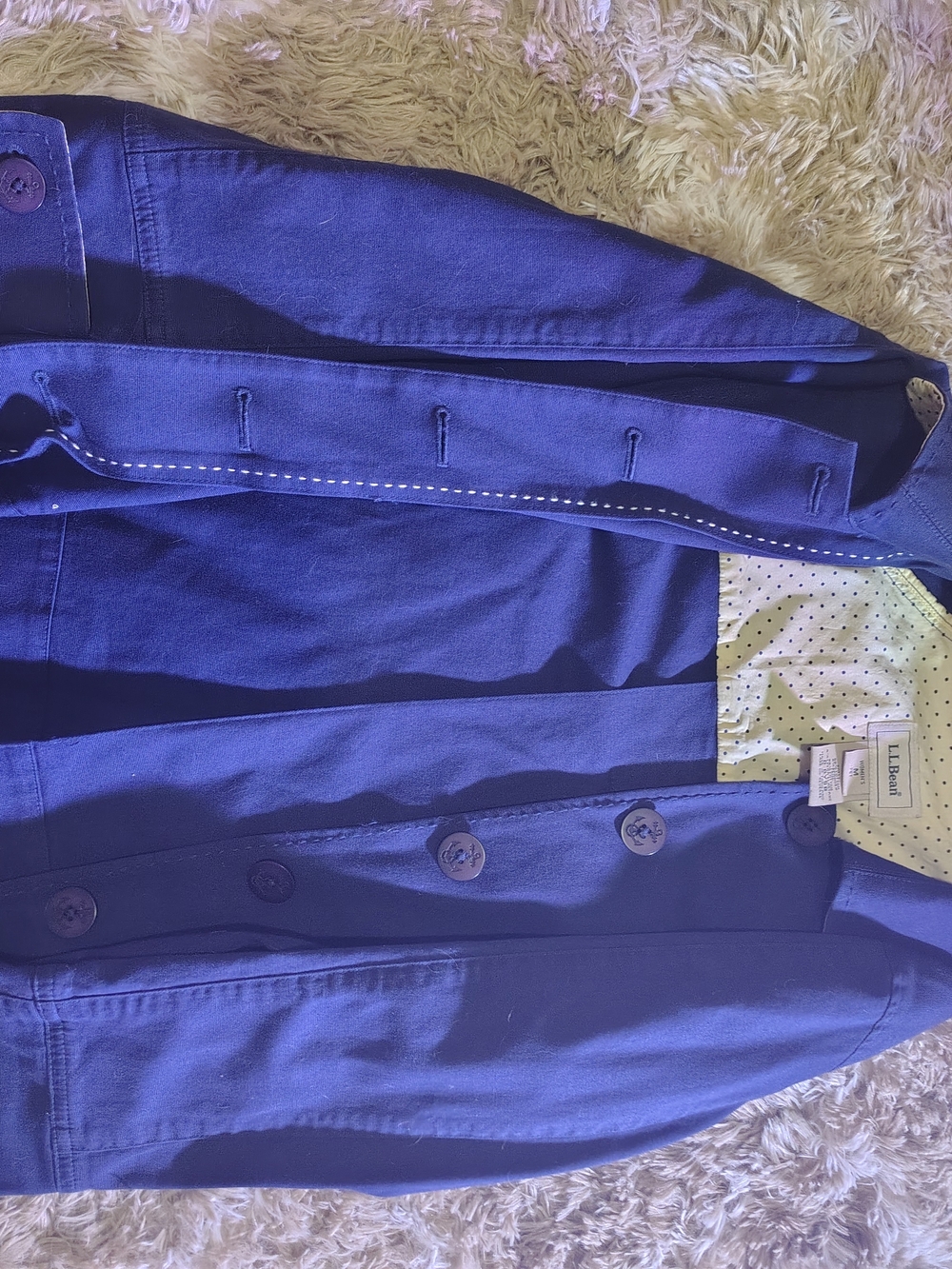 MINT 80s Vintage L.L. Bean Men's Dark Blue Pea Coat with Button Front Nautical